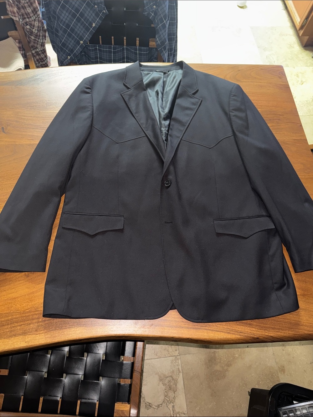 Men's Black Blazer - Classic Single-Breast Suit Jacket 50R